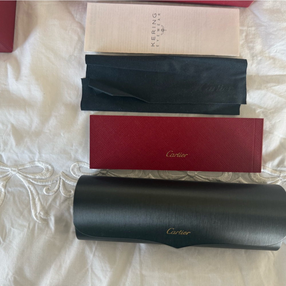 Authentic Cartier CT0012RS Rimless Wood Sunglasses Gold Brown NEW Full Set